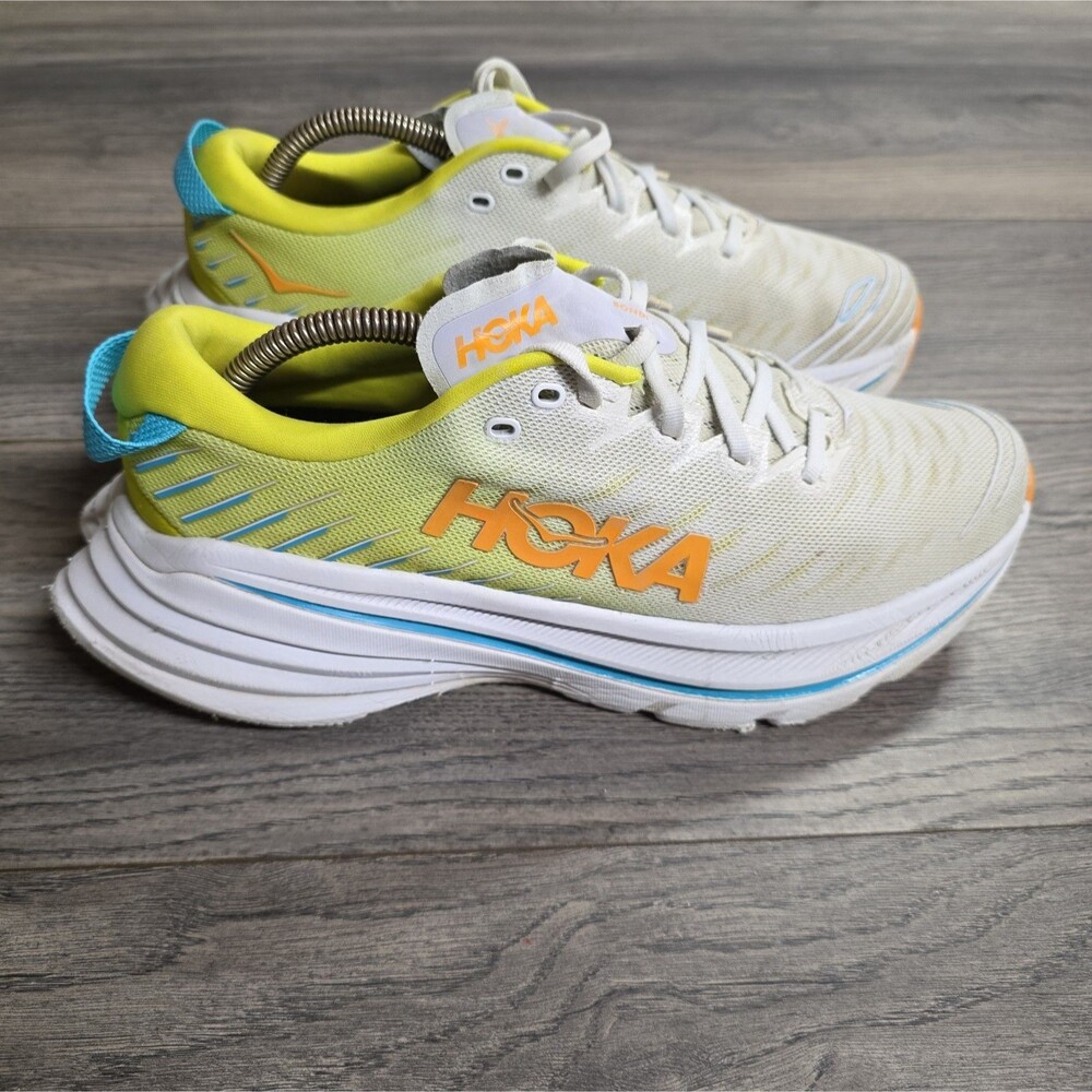 HOKA One One Bondi X Running Shoes Womens 10 B Summer Song Yellow White